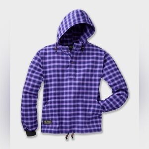 Vermont Flannel Co Hooded Pullover Small Purple Buffalo Plaid Organic Cotton